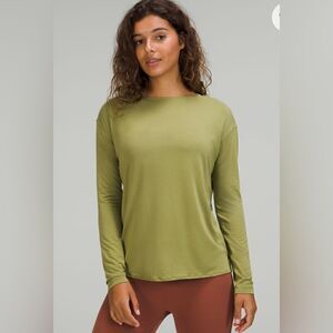 lululemon Modal Blend Open Back, Long Sleeve Shirt, Size 4, Bronze Green